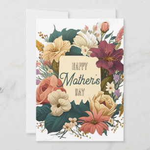 Cartes Pour Fêtes Annuelles Bouquet floral vectoriel Message personnalisé pour