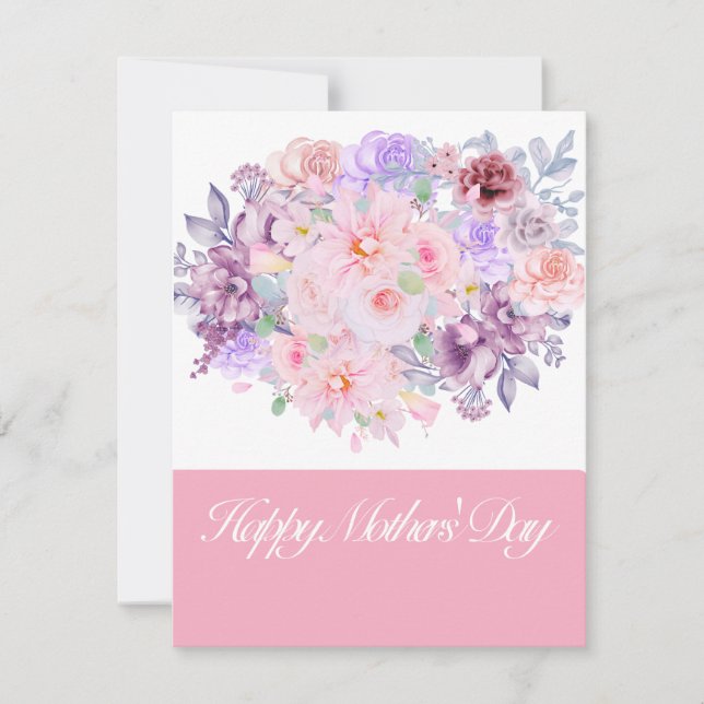 Cartes Pour Fêtes Annuelles Bouquet Floral Vibrant Aquarelle Personnalisé (Devant)
