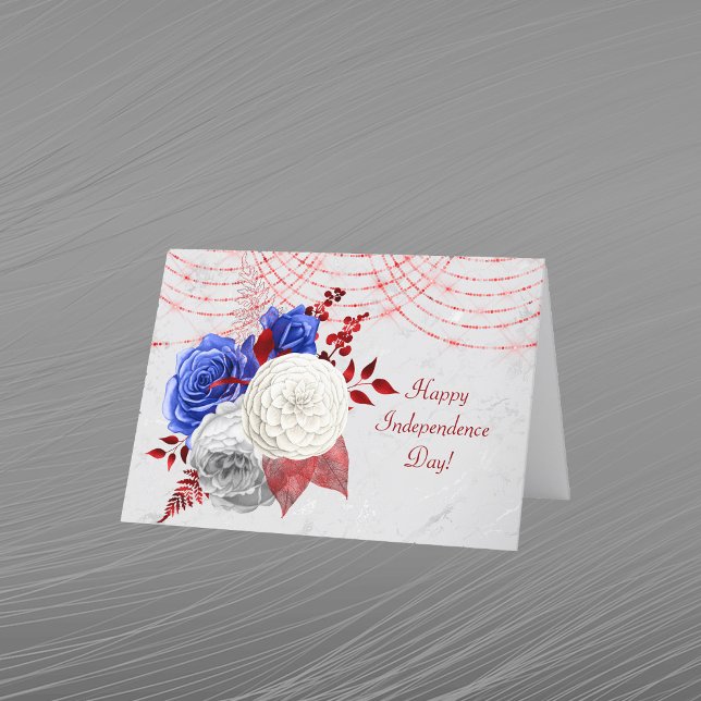 Cartes Pour Fêtes Annuelles Bouquet Patriotique Rouge Blanc Bleu Rose (Créateur téléchargé)