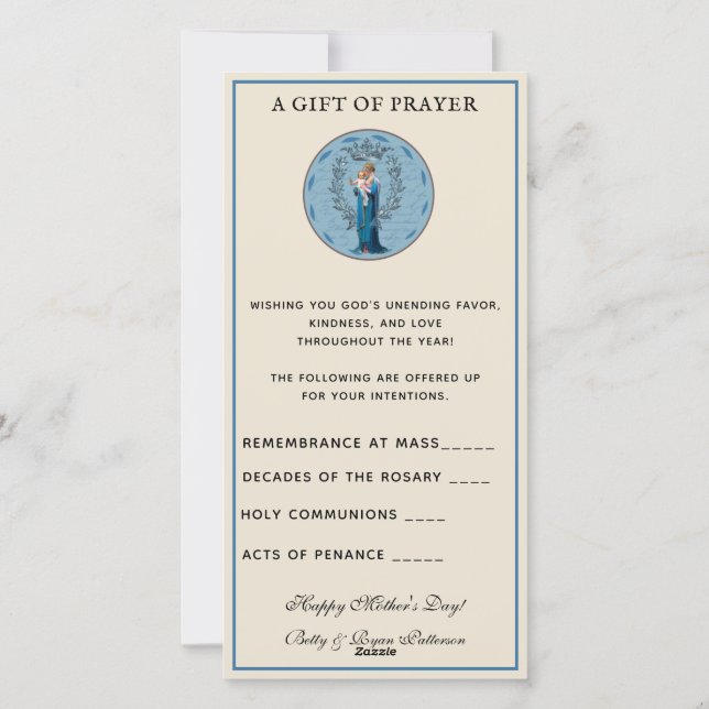 Cartes Pour Fêtes Annuelles Bouquet spirituel Prière catholique Marie Jésus (Dos)