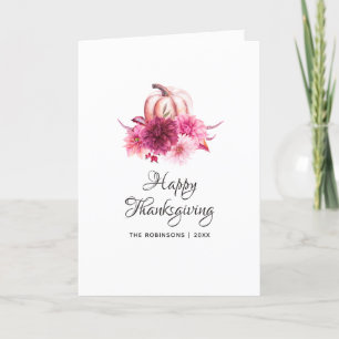 Cartes Pour Fêtes Annuelles Bourgogne et floral rose Thanksgiving Photo