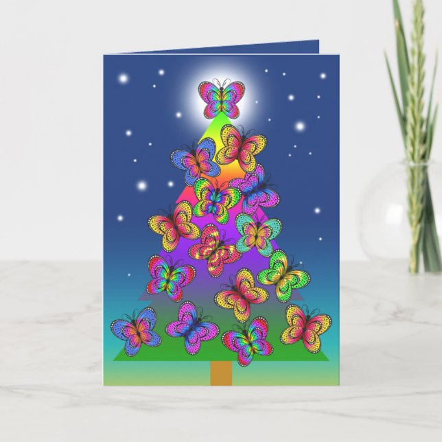 CARTES POUR FÊTES ANNUELLES BOUTEILLE NOËL ARBRE (Devant)