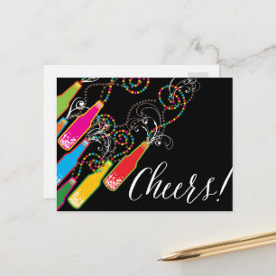 Cartes Pour Fêtes Annuelles Bouteilles de bulles colorées Moderne Cheers Fun N