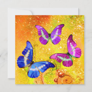 CARTES POUR FÊTES ANNUELLES BOUTEILLES ROSES BLEU PURPLE EN PARKLES D'OR
