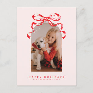 Cartes Pour Fêtes Annuelles Bouton à ruban tendance photo voûtée Vacances/Noël