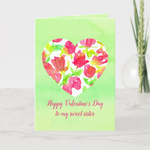Cartes Pour Fêtes Annuelles Boutons de rose doux de coeur de soeur de heureuse
