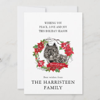 Cartes Pour Fêtes Annuelles Bouvier des Flandres Noël Poinsettia Wreath