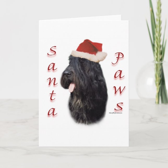 Cartes Pour Fêtes Annuelles Bouvier des Flandres Père Noël Paws (Devant)