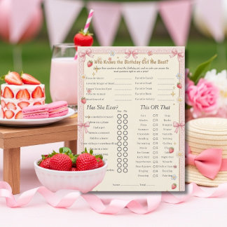 Cartes Pour Fêtes Annuelles Bow Birthday girl Trivia Trio Game card