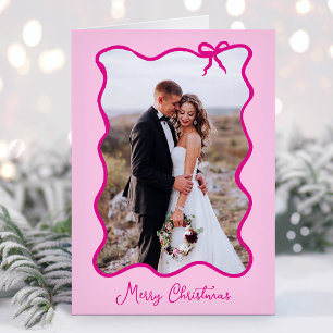 Cartes Pour Fêtes Annuelles Bow de Noël   Cadre photo rose ondulé