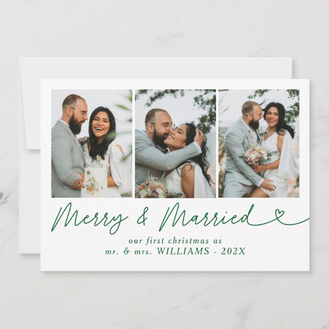 Cartes Pour Fêtes Annuelles Bow Merry & Marié photo de Noël (Devant)