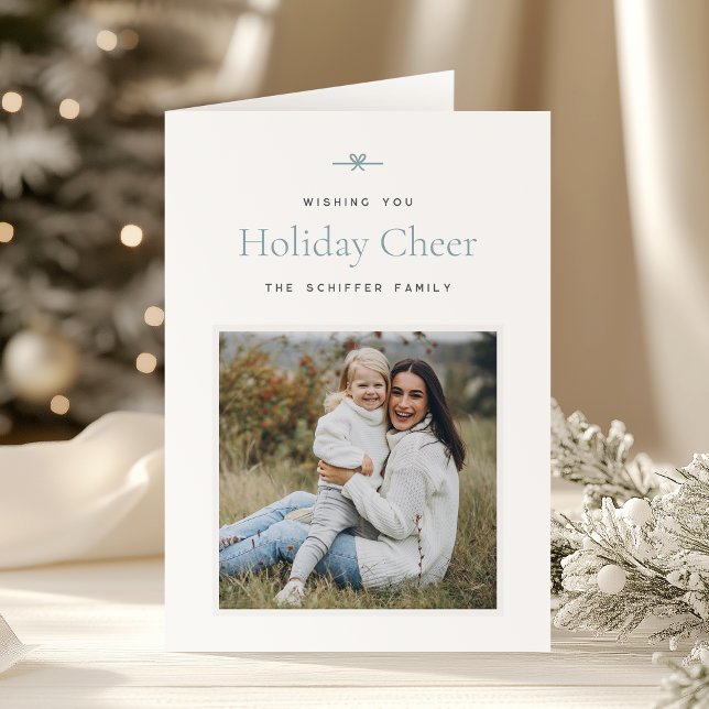 Cartes Pour Fêtes Annuelles Bow moderne | Noël photo minime simple (Créateur téléchargé)