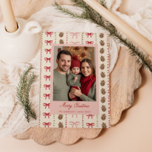 Cartes Pour Fêtes Annuelles Bow Pinecone Motif Photo de Noël