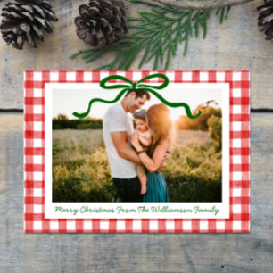 Cartes Pour Fêtes Annuelles Bow rouge blanc vert En vichy imprimer Noël