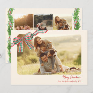 Cartes Pour Fêtes Annuelles Bow rustique Noël 4 Photos ruban plastique