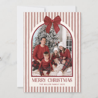 Cartes Pour Fêtes Annuelles Bow Stripe Family Photo Christmas Holiday Card
