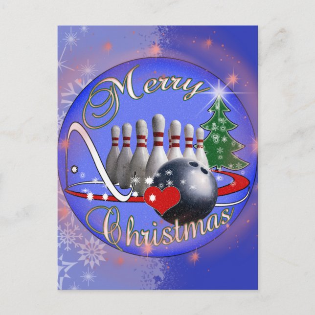 CARTES POUR FÊTES ANNUELLES BOWLER / BOWLING MERRY NOËL (Devant)