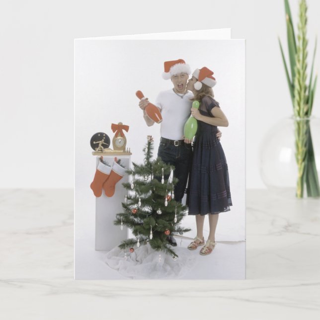 Cartes Pour Fêtes Annuelles Bowling de Noël (Devant)
