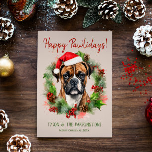 Cartes Pour Fêtes Annuelles Boxer Chien Noël Joyeux Pawlidays Howlidays
