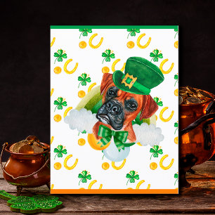 Cartes Pour Fêtes Annuelles Boxer Chien Shamrock St. Patricks Day
