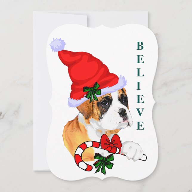 Cartes Pour Fêtes Annuelles Boxer Croit En Noël (Devant)