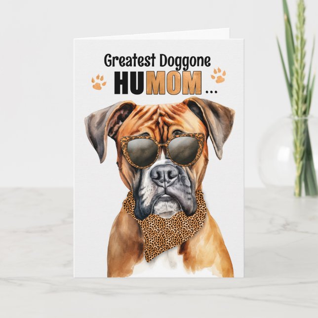 Cartes Pour Fêtes Annuelles Boxer Dog Greatest HuMOM Fête des Mères (Devant)