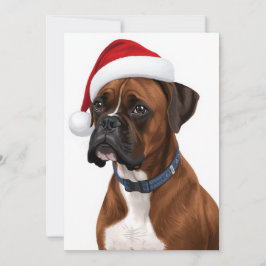 Cartes Pour Fêtes Annuelles Boxer Dog Merry Christmas Santa Hat Art