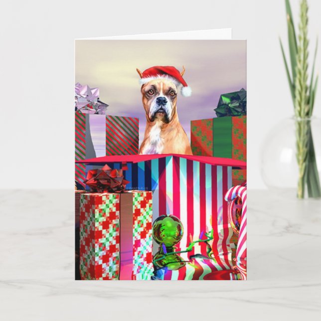 Cartes Pour Fêtes Annuelles Boxer Noël Surprise (Devant)