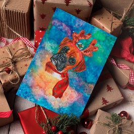 Cartes Pour Fêtes Annuelles Boxer race Chien Noël