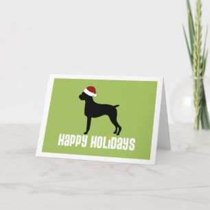 Cartes Pour Fêtes Annuelles Boxer Santa Hat