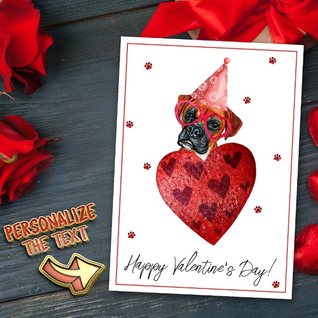 Cartes Pour Fêtes Annuelles Boxer Valentine's Day Cadeau chien (Créateur téléchargé)