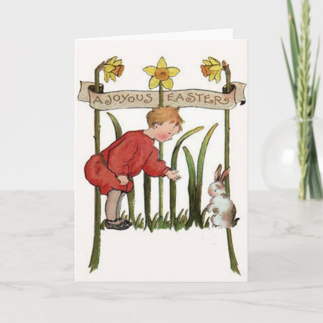 Cartes Pour Fêtes Annuelles Boy Easter Bunny Daffodil Jonquil (Devant)