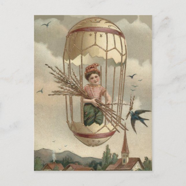 Cartes Pour Fêtes Annuelles Boy Easter Egg Bird Sky (Devant)