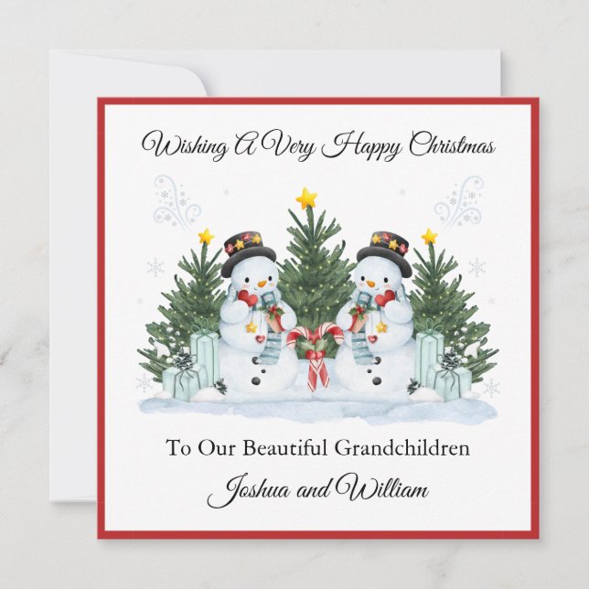 Cartes Pour Fêtes Annuelles Boy Twins First Second Christmas Snowman Card (Devant)