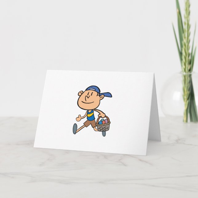 Cartes Pour Fêtes Annuelles Boy With Easter Basket (Devant)