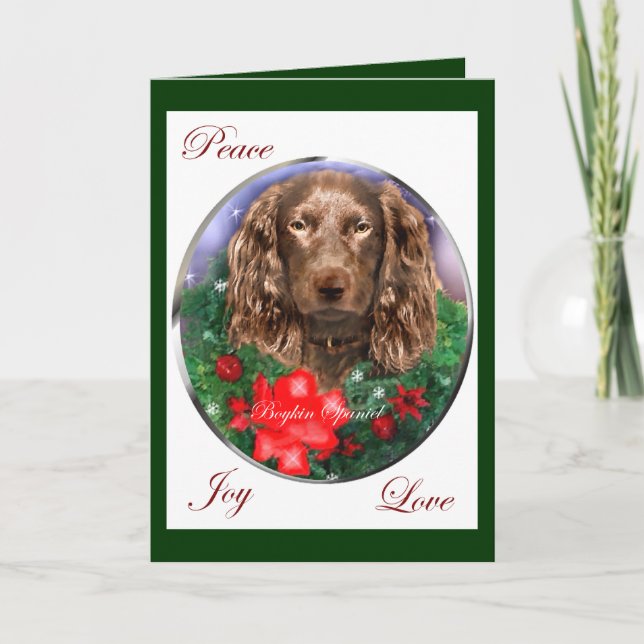 Cartes Pour Fêtes Annuelles Boykin Spaniel Cadeaux de Noël (Devant)