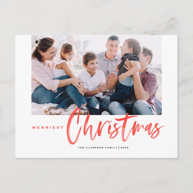 Cartes Pour Fêtes Annuelles Bracelet calligraphie Rouge Merriest Photo de Noël (Devant)