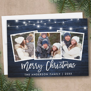 Cartes Pour Fêtes Annuelles Bracelet Éclairage Bleu Bois 3 Photo Noël