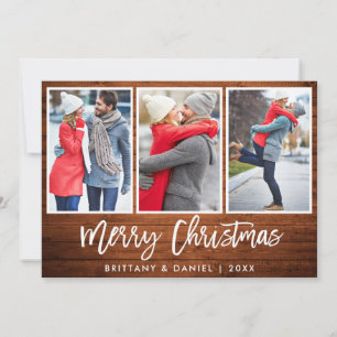 Cartes Pour Fêtes Annuelles Bracelet Script Bois rustique Noël 3 Photo