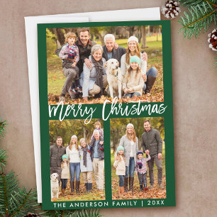 Cartes Pour Fêtes Annuelles Bracelet Script Joyeux Noël Photo Vert
