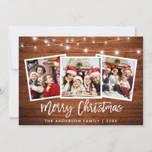 Cartes Pour Fêtes Annuelles Bracelet Script Lights Wood 3 Photo Christmas Star