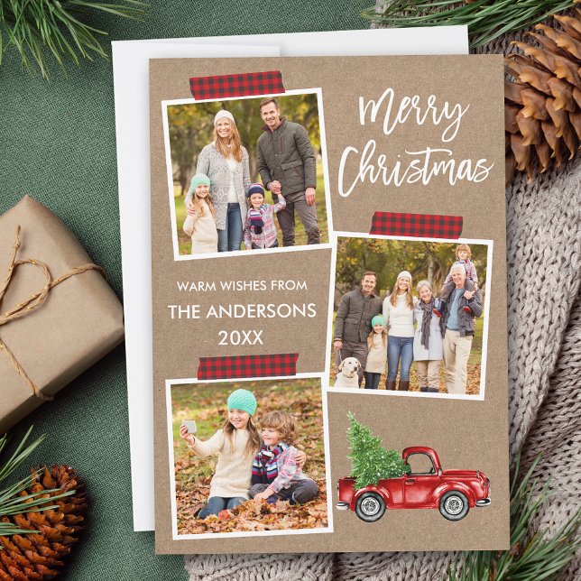 Cartes Pour Fêtes Annuelles Bracelet Script Plaid Batterie Batterie Camion Rou (Customize to add text to back of card.)