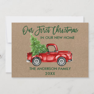Cartes Pour Fêtes Annuelles Bracelet Script Premier Noël Nouveau Camion Kraft