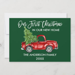 Cartes Pour Fêtes Annuelles Bracelet Script Vert Premier Noël Nouveau Camion