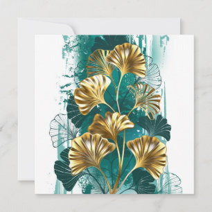 Cartes Pour Fêtes Annuelles Branche avec Feuilles d'or Ginko Biloba