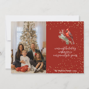 Cartes Pour Fêtes Annuelles Branche de houx cardinal hivernal aquarelle rustiq
