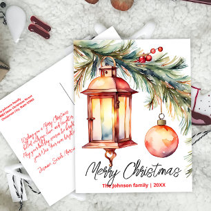 Cartes Pour Fêtes Annuelles Branche de pins de Noël et baies Holly