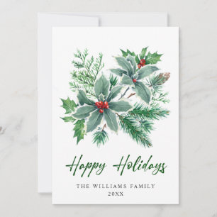 Cartes Pour Fêtes Annuelles Branche festive de houx à baies pour Noël