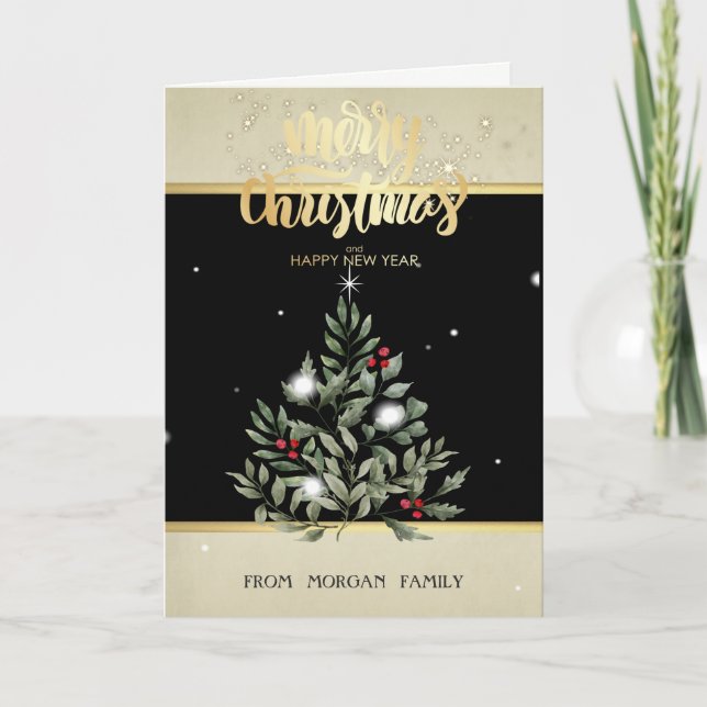 Cartes Pour Fêtes Annuelles Branches d'arbre de Noël  (Devant)