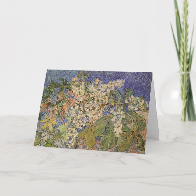 Cartes Pour Fêtes Annuelles Branches de châtaignes florissantes de Van Gogh (Devant)